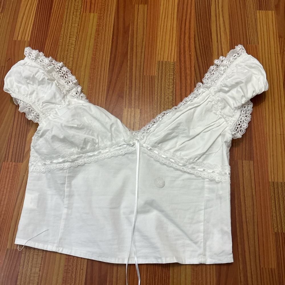 White Lace Trim Off-Shoulder Top